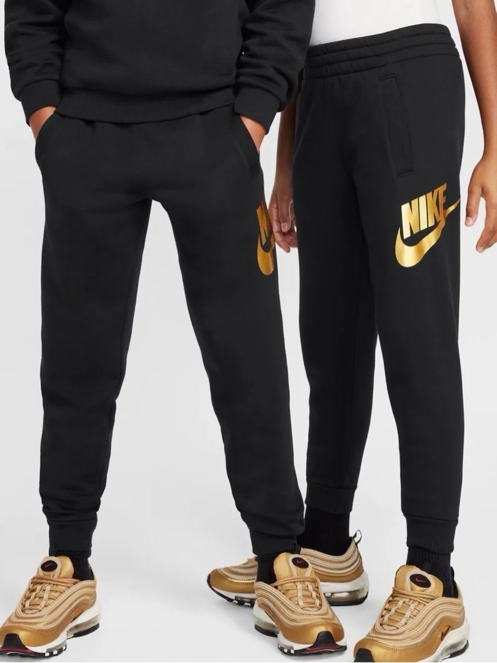 Nike Kids' Black Jogger Sweatpants with Gold Logo Size XL